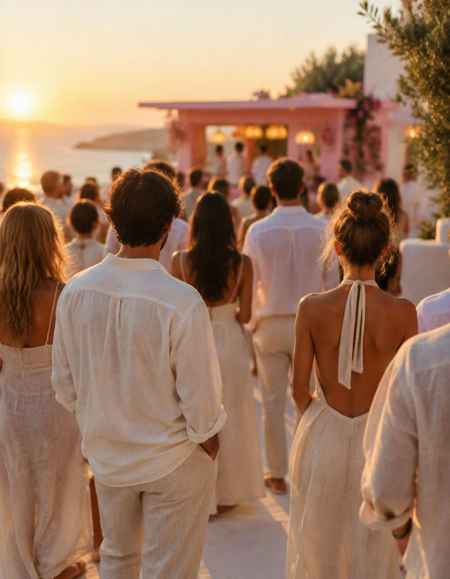 Golden hour crowd at the opening seen from behind